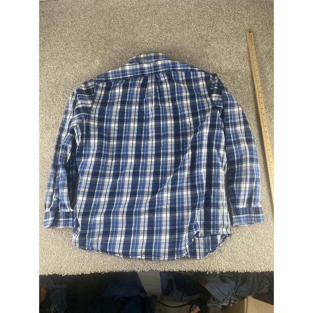 Polo Ralph Lauren Classic Fit Performance Blue Buffalo Plaid‎ Flannel Mens XXL